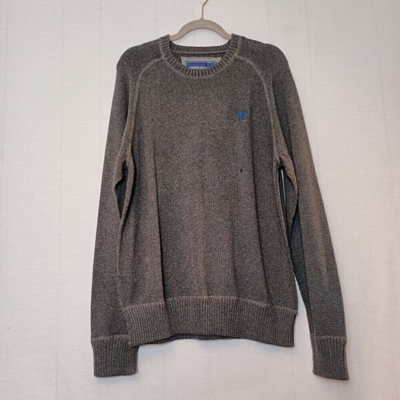 American Eagle Mens Dark Gray Pull-Over Sweater 100 Cotton Ribbed Cuffs/Hem XXL - Picture 1 of 10